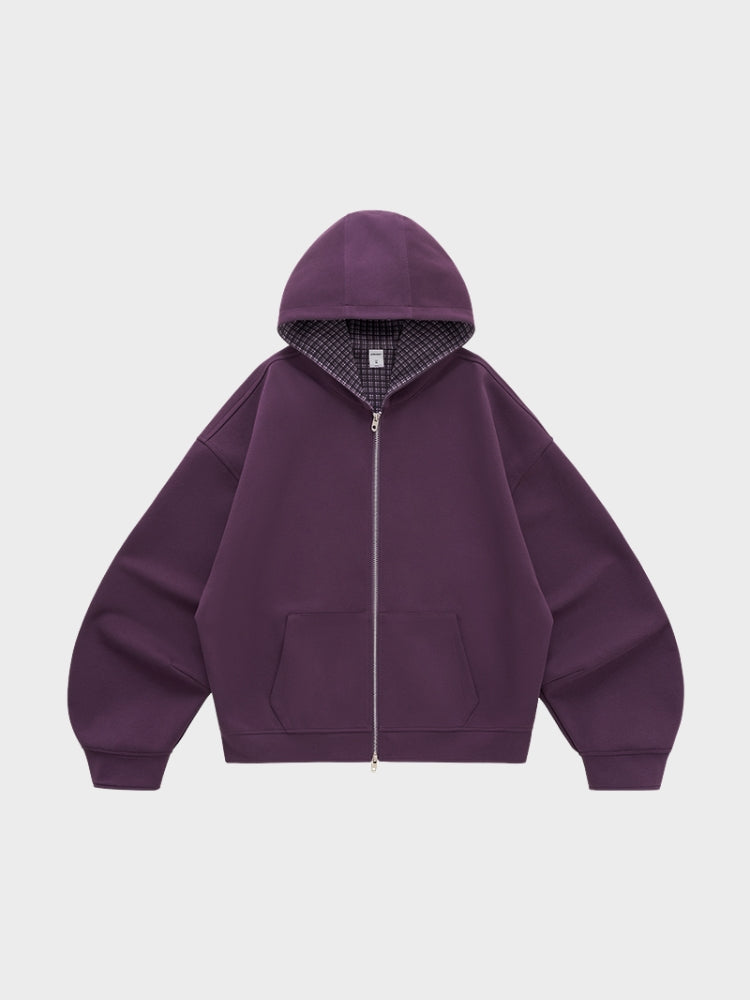 DCRB Plaid Baggy Sweater with Zipper