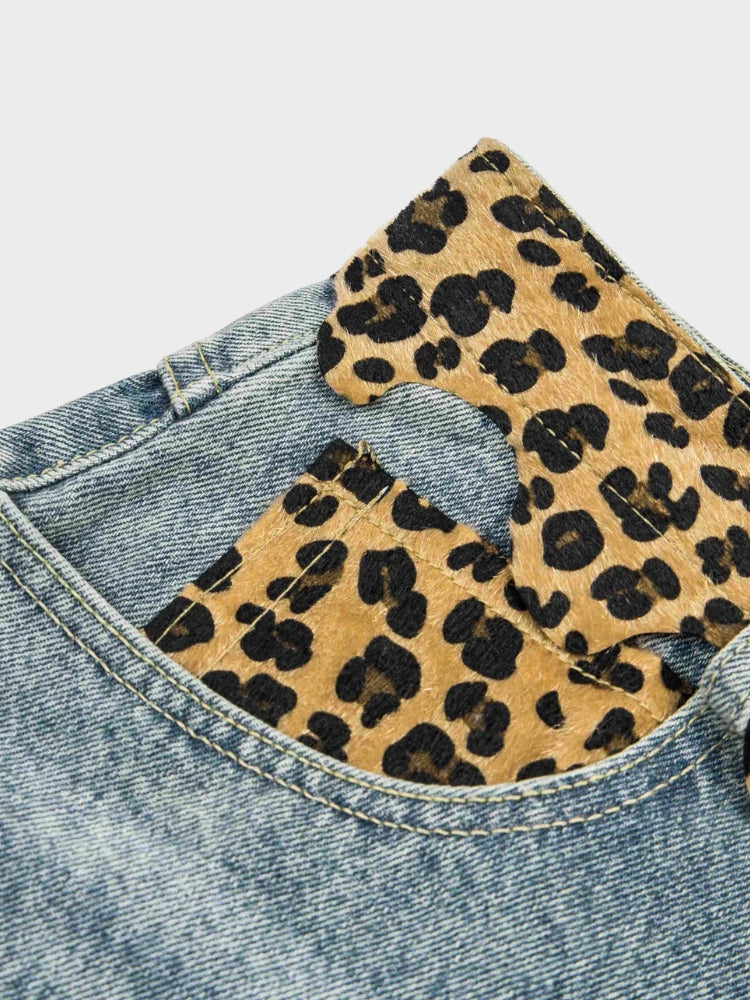 DCRB Ripped Leopard Denim Jorts