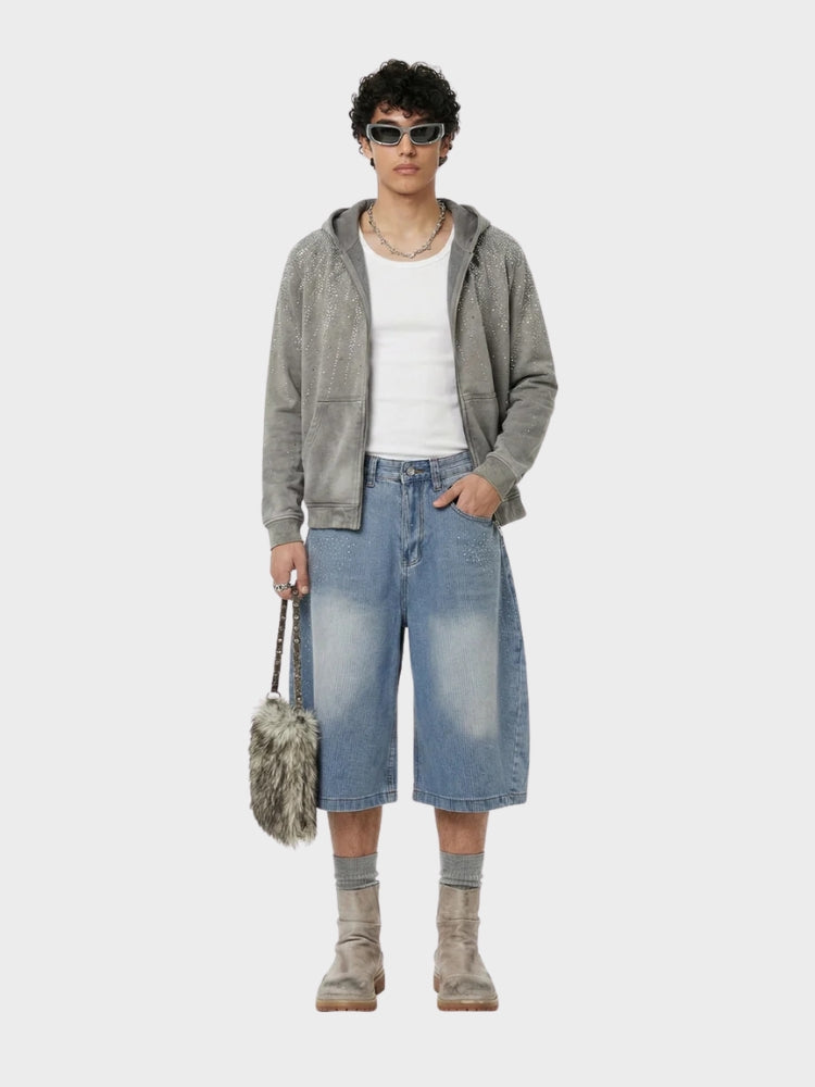 DCRB Rhinestone Longline Jorts