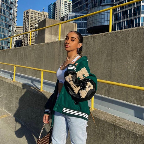 Vintage Varsity Jas Bone Green