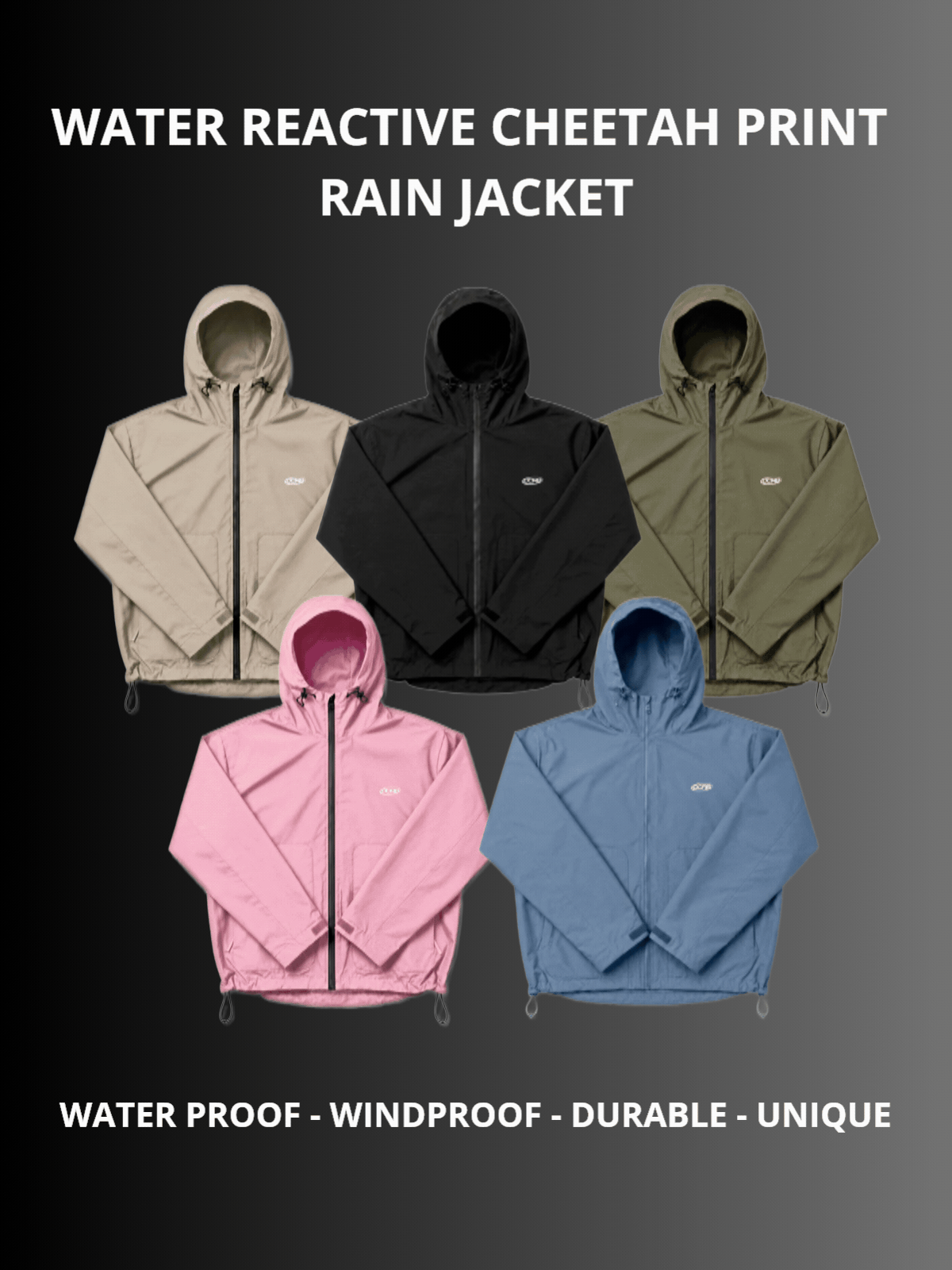 DCRB Black Water Reactive Cheetah Rain Jacket