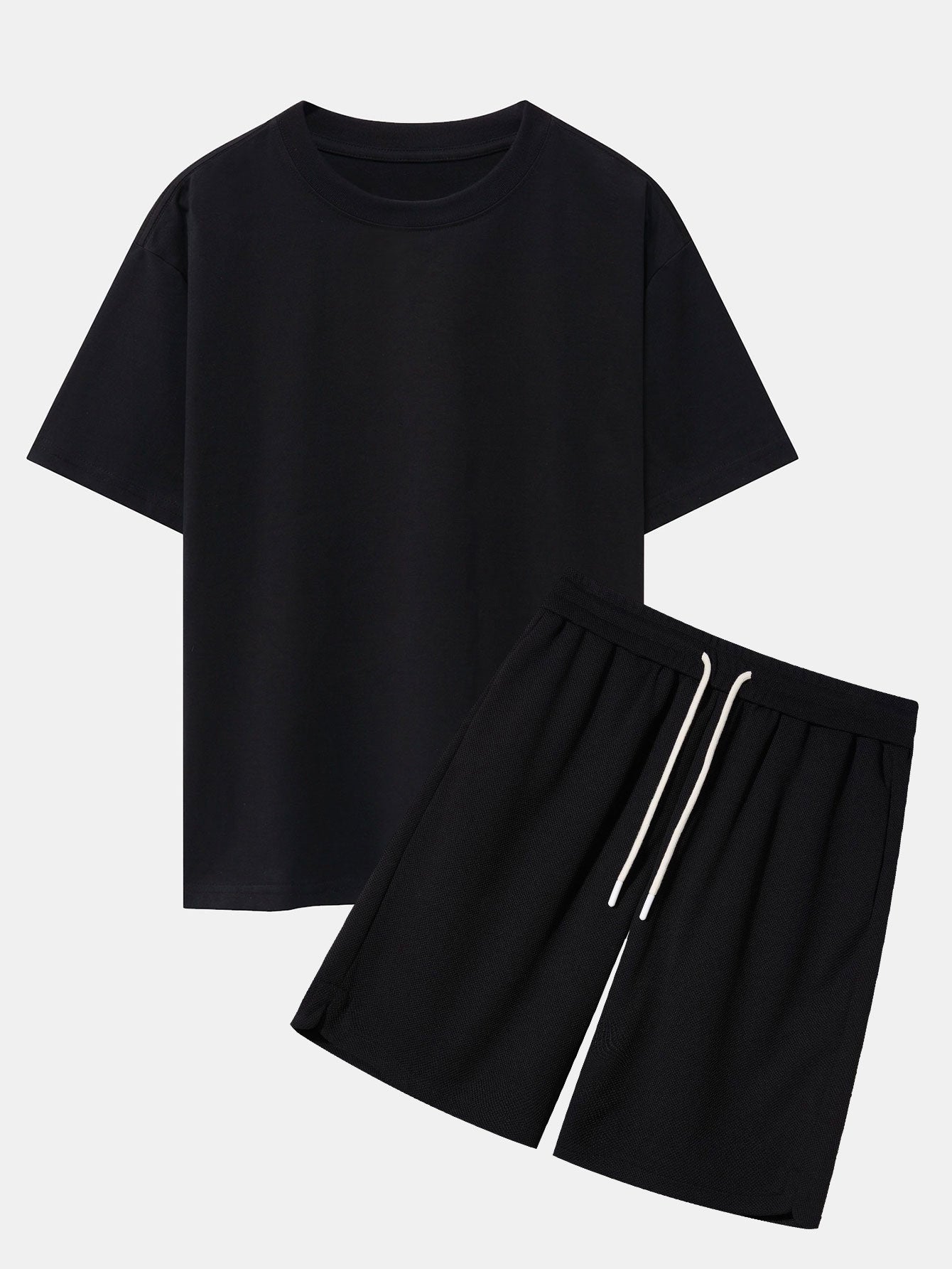 Relax Set - Loose Fit Tee & Waffle Shorts