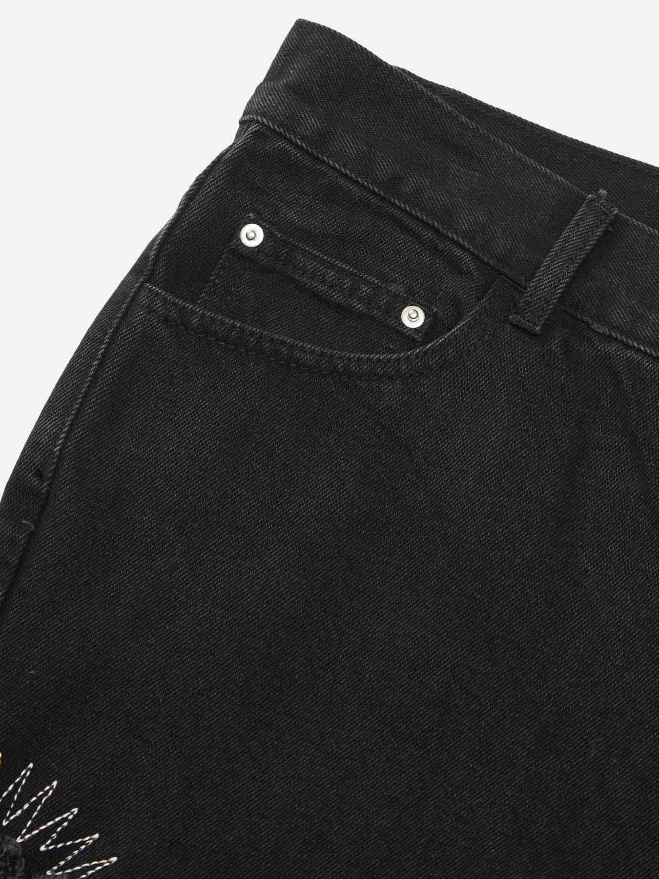 Skull Embroidery Jeans