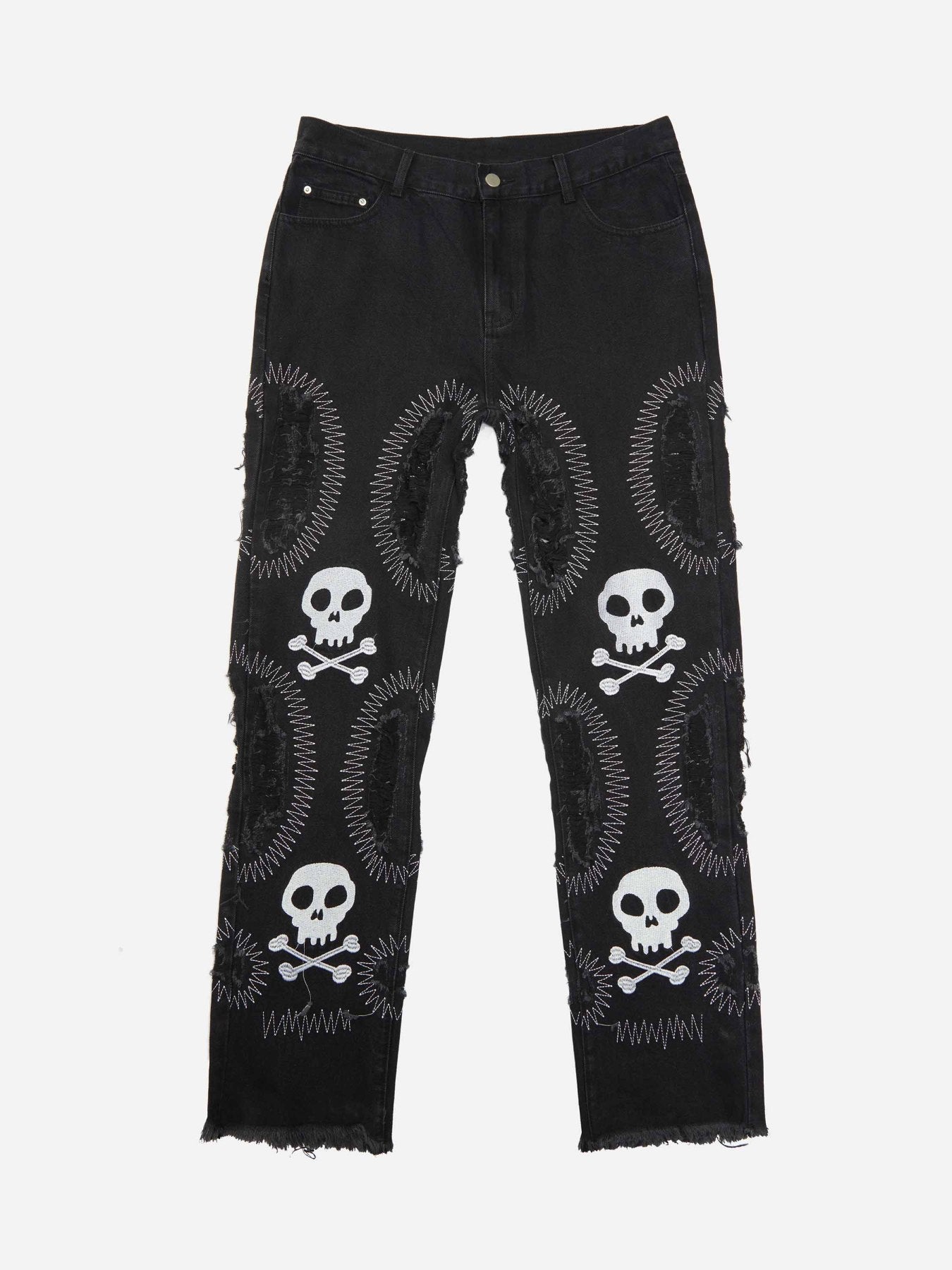 Skull Embroidery Jeans