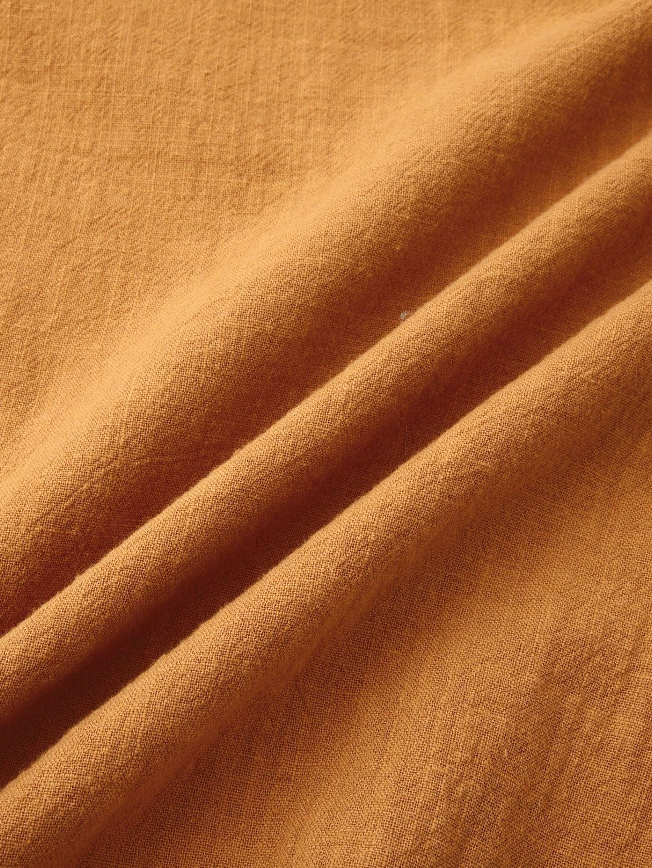 Long Sleeved Linen Look Stand Collar Shirt & Straight Leg Linen Broek