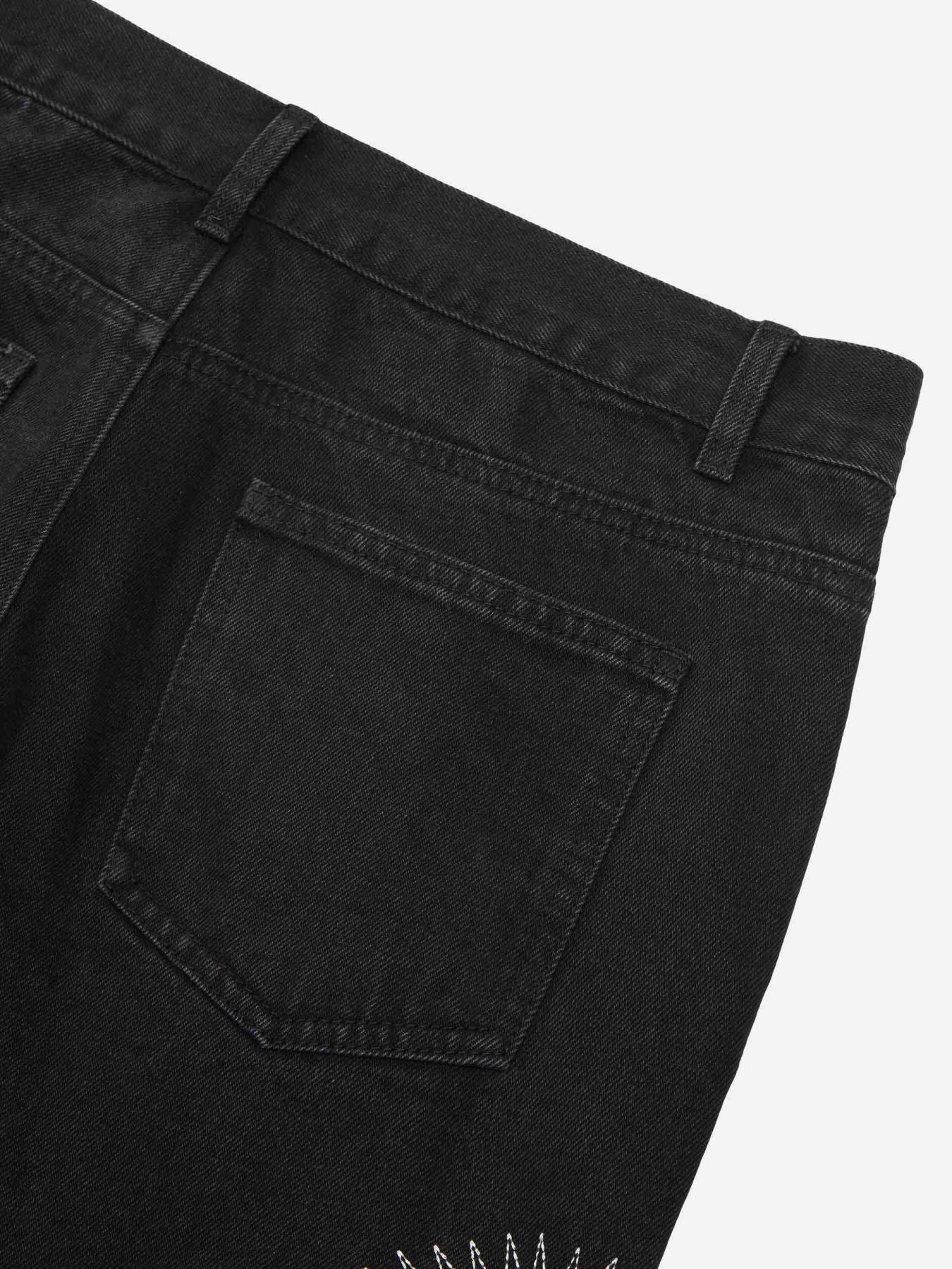 Skull Embroidery Jeans