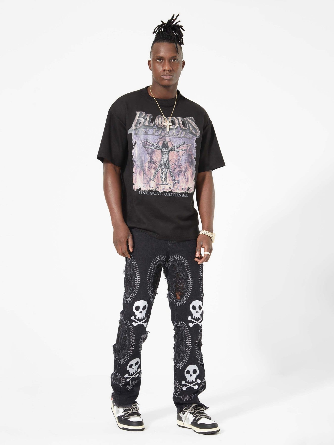 Skull Embroidery Jeans