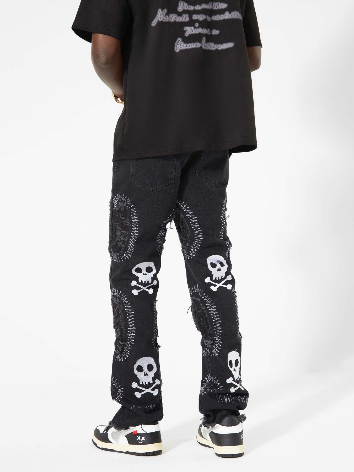 Skull Embroidery Jeans