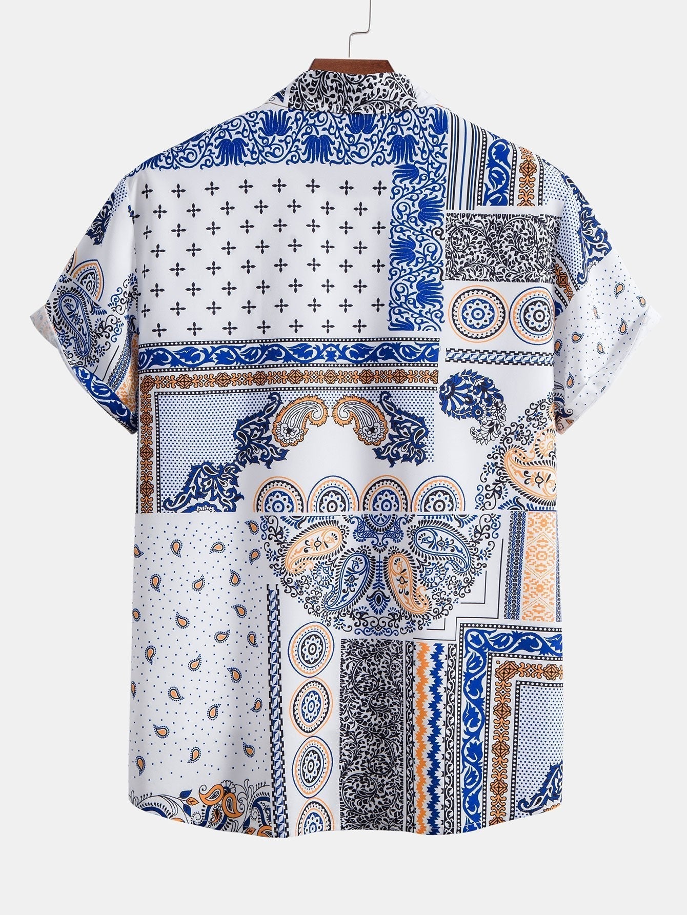 Paisley Patchwork Print Button Up Shirt & Swim Shorts