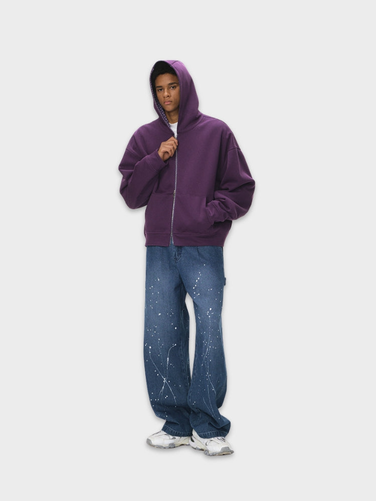 DCRB Plaid Baggy Sweater with Zipper