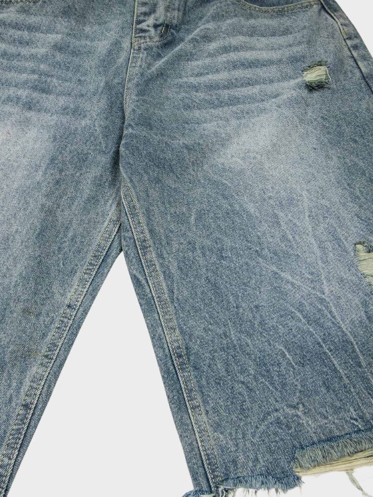 DCRB Ripped Leopard Denim Jorts