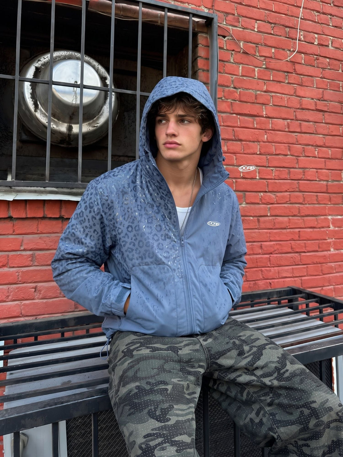 DCRB Beige Water Reactive Cheetah Rain Jacket