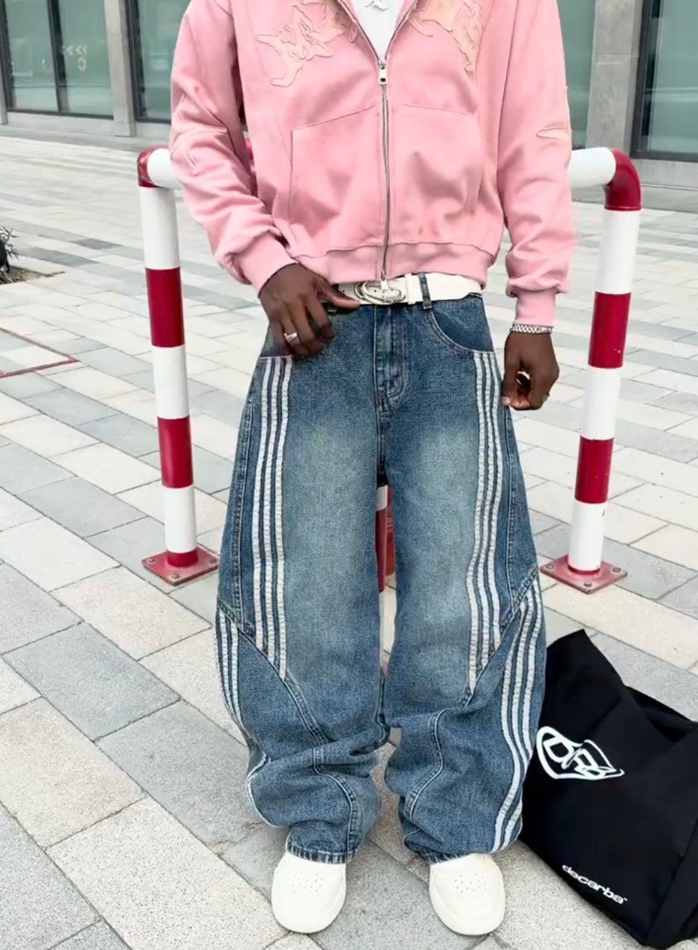 DCRB Striped Barrel Denim Jeans