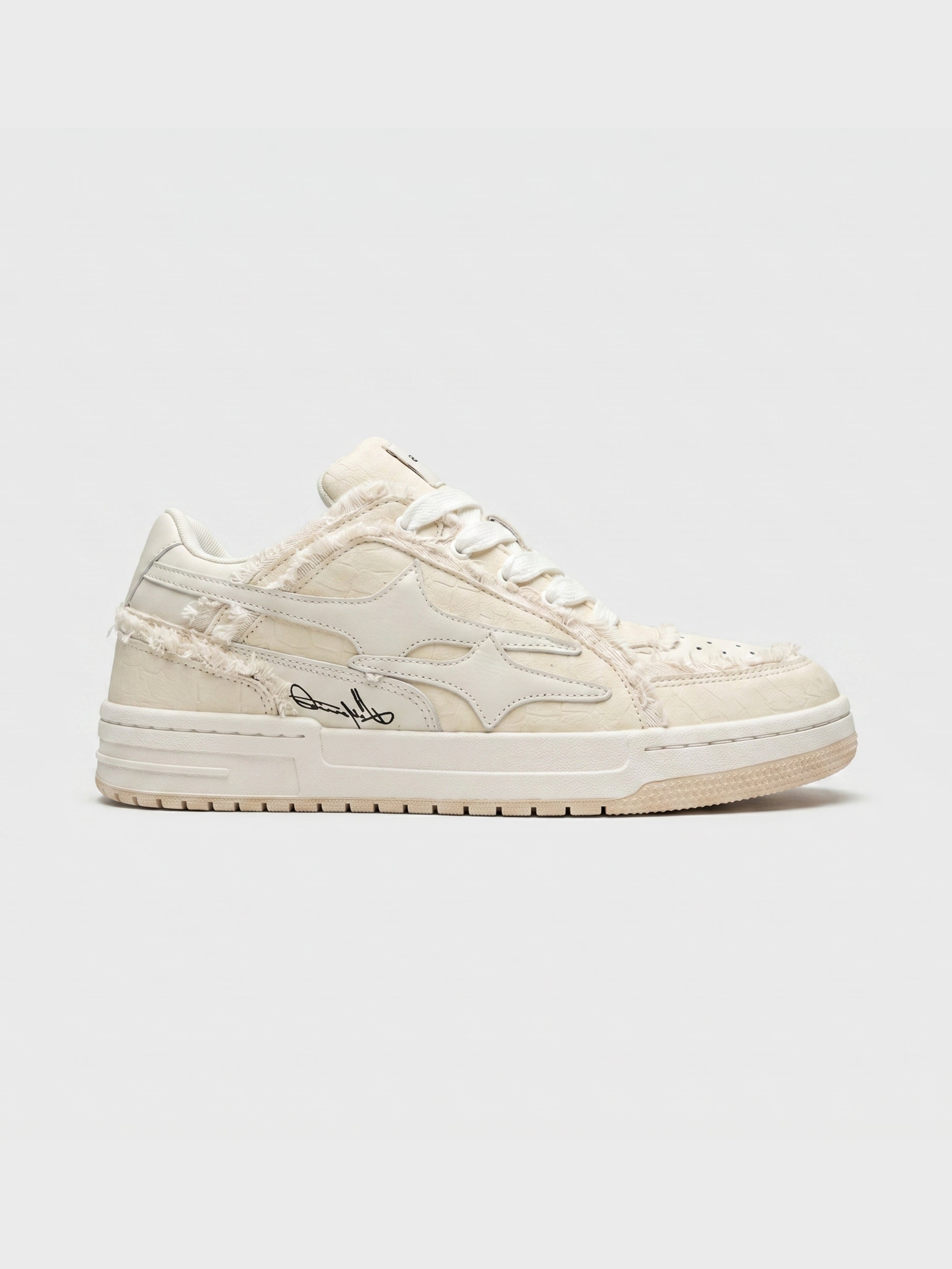 DCRB Ivory Croc Low Sneakers