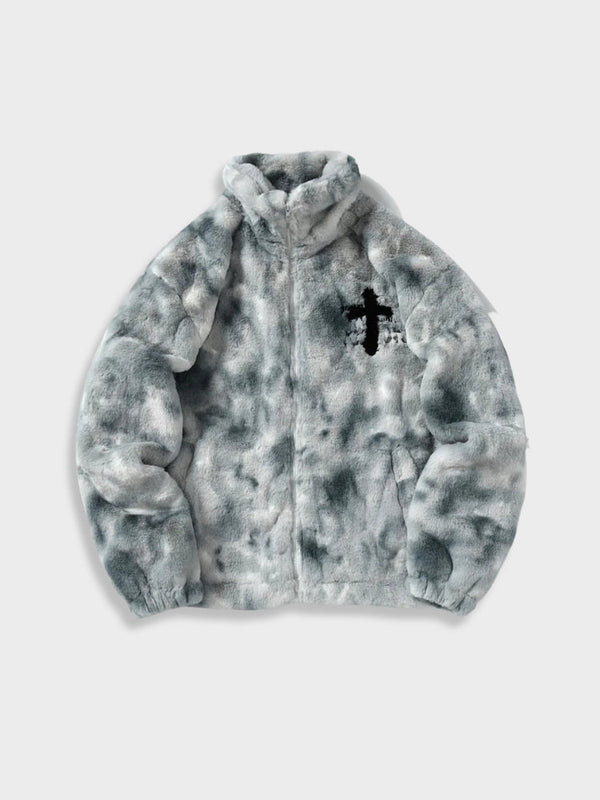 Decarba Vintage Warm Cross Fleece Jacket