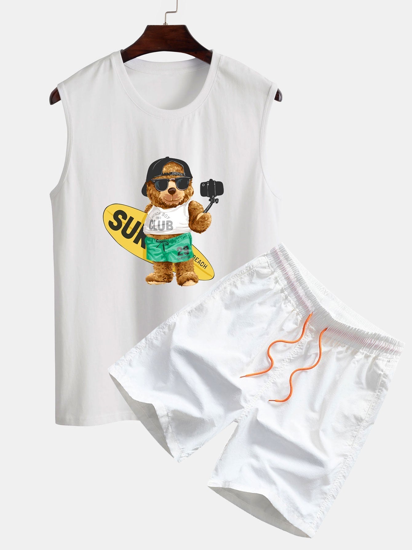 Surf Bear Print Tank Top & Swim Shorts