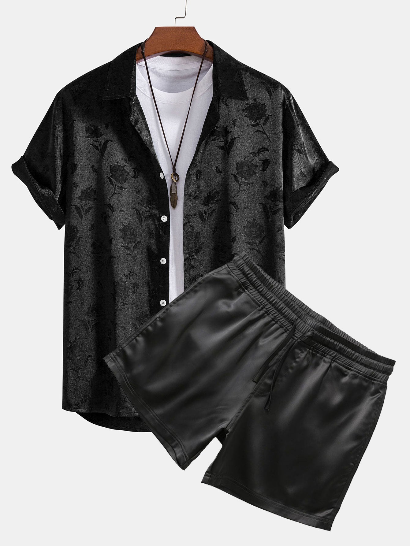Satin Floral Shirt & 3" Satin Shorts