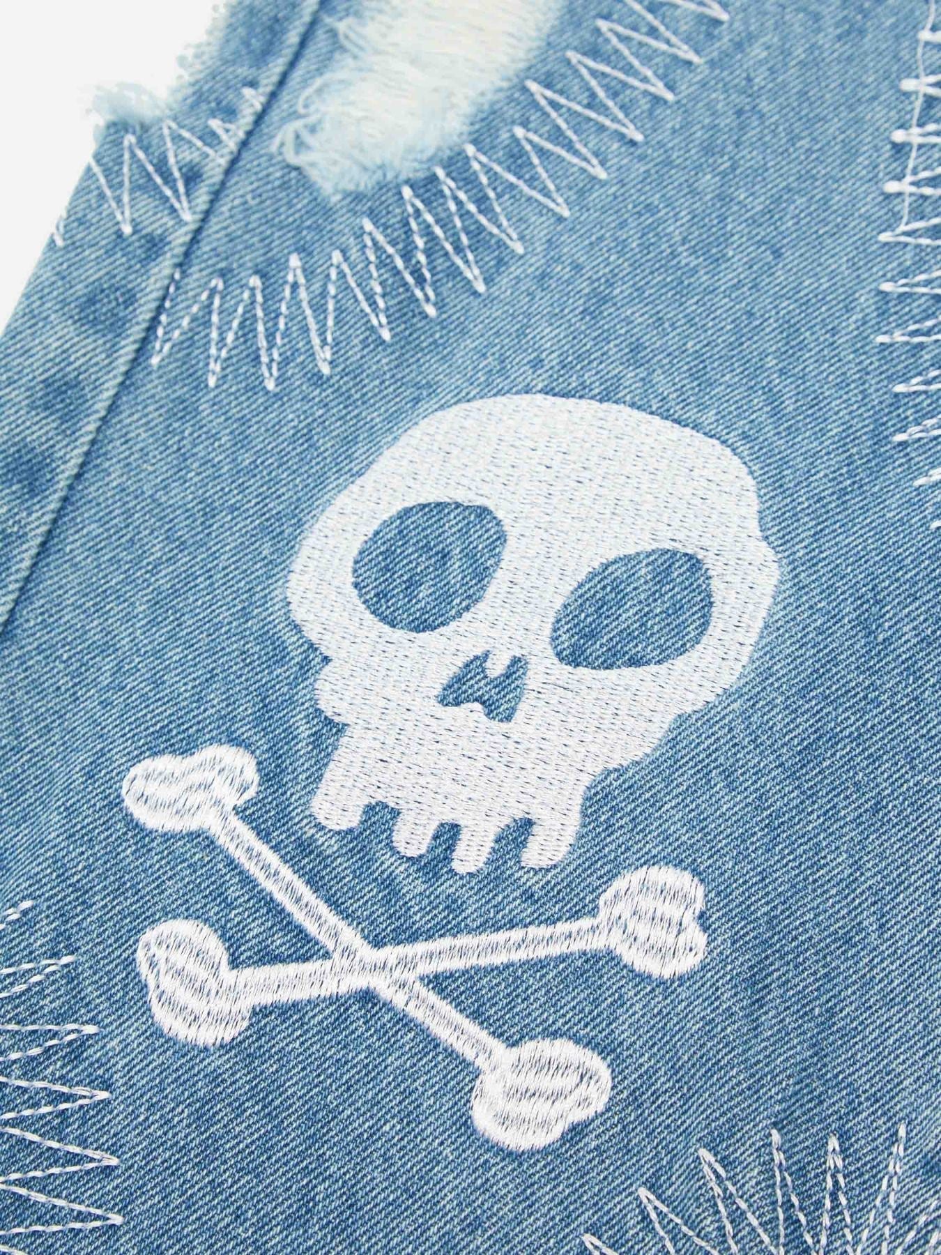 Skull Embroidery Jeans