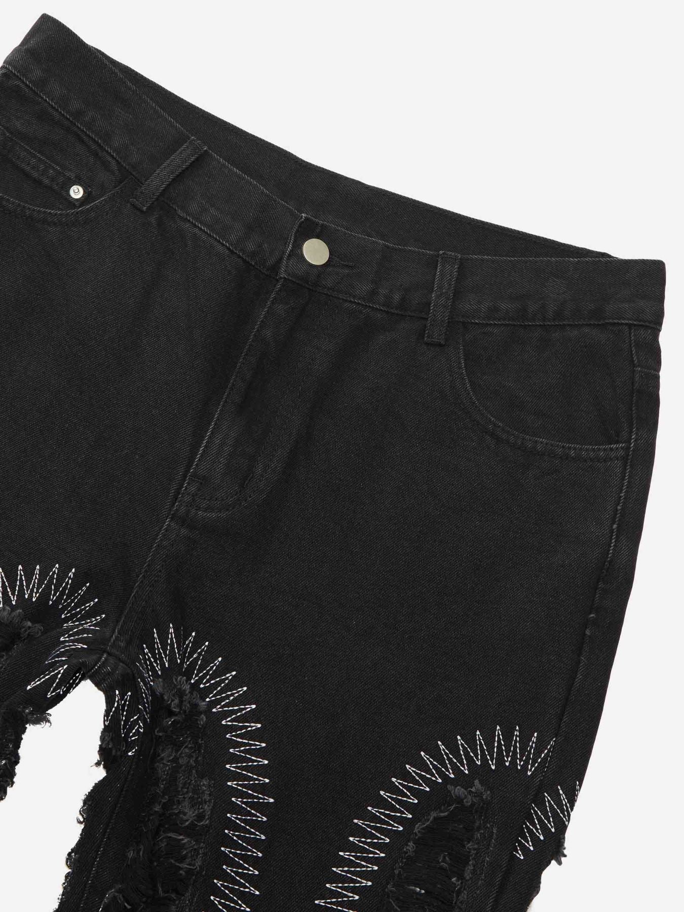 Skull Embroidery Jeans
