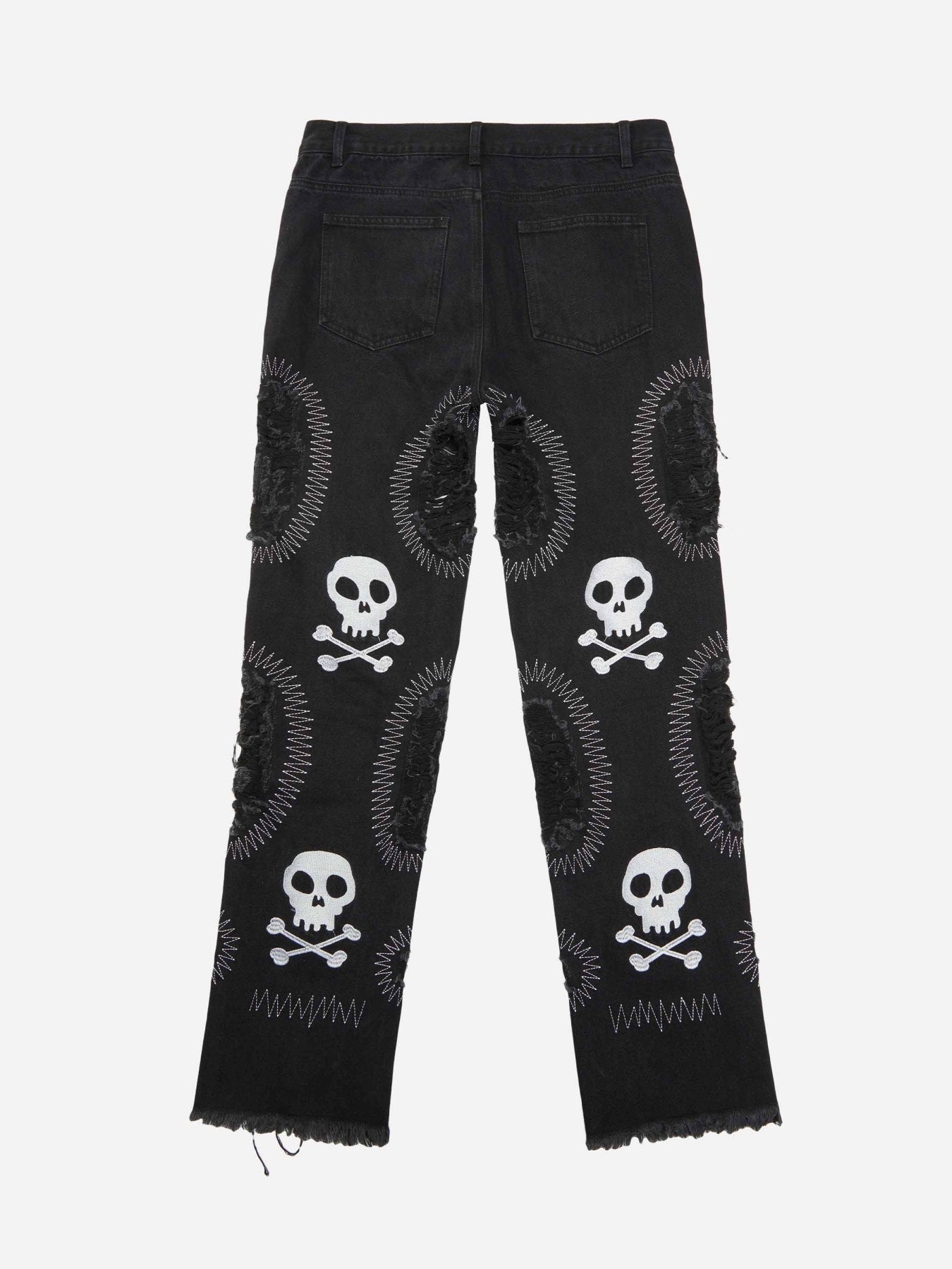 Skull Embroidery Jeans