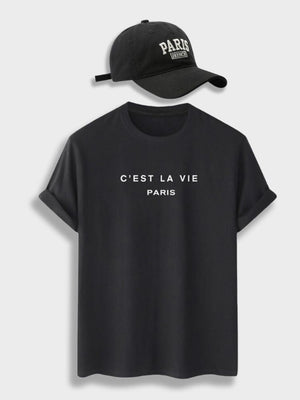 Zwart shirt met zwarte pet